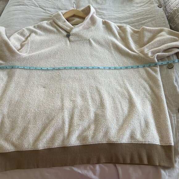 Vintage L.L. Bean Beige Shawl Collar Sweater XXL Reg Cotton-Blend Button Pullove - Picture 6 of 9